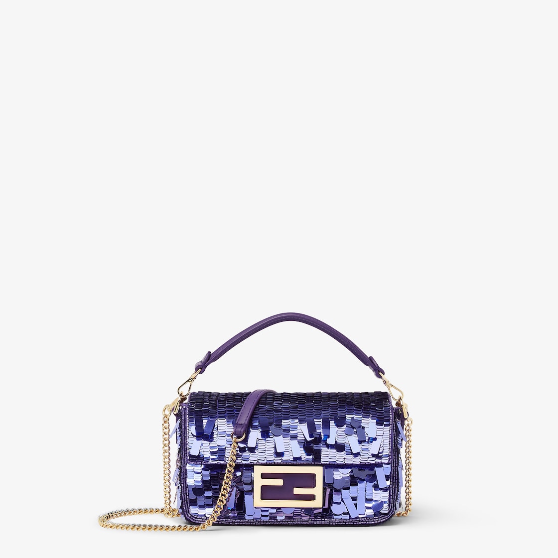 FENDI Baguette® Mini Bag embroidered with purple sequins - Image 1